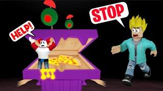 PIZZA DUSTBIN ATTACKED US  ROBLOX ESCAPE PIZZA BOT'S SCHOOL OBBY