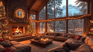 Warm Christmas Jazz Instrumental Music  Christmas Fireplace Crackling Sounds  Christmas Ambience