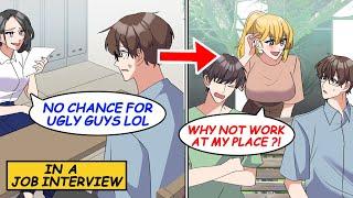 My interviewer mocked me: “No chance for ugly guys.” But a gorgeous senior hired me...!? [Manga]