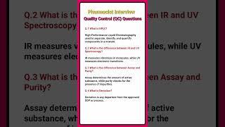 QC interview question question and answer | Pharmacist interview #shortsfeed #shorts