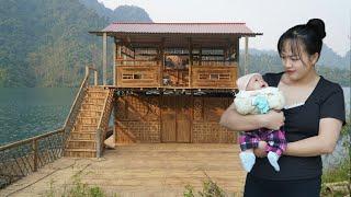 TIMELAPSE : 160 days pregnant girl builds 2-storey house on the water alone-build log cabin