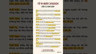 Tử vi ngày 3/5 #tuvivn #tuvivietnam #phongthuy #tamlinh #tuvi2024 #tuvingaymoi #tuvi12congiap