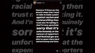 Stormzy speaks on withdrawing from festival due to racial profiling !!!!