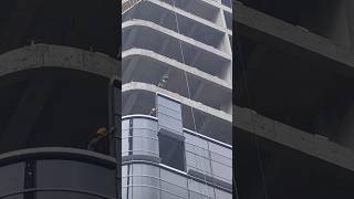  High-Rise Curtain Wall Installation | Amazing Glass Facade Work at Height ️#CurtainWall #danger