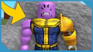 Playing as Thanos in Roblox Super Hero Tycoon