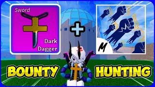 Bloxfruits: How to Bounty Hunt with Dark Dagger and GodHuman | how to combo