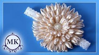 Повязка с цветком. Зажимы для волос. МК. Канзаши. / DIY. Kanzashi. Headband. HairClips.