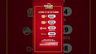 RESULTADO LOTERIA CUNDINAMARCA - LOTERIA TOLIMA  Y ASTRO SOL LUNA LUNES 31 DE OCTUBRE  #Shorts