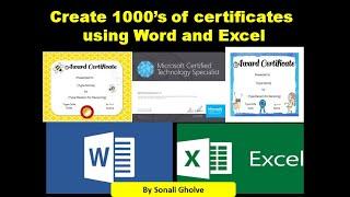 Create 1000's of Certificates using Microsoft Word and Excel