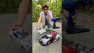 Big two remote control racing car with police car testing  