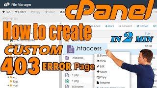 How to create custom 403 error page in cpanel [Easy method] ️