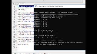 program in C to read n number of values in an array and display it in reverse order