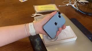 Распаковка iPhone 14 128 Blue e sim// Айфон 14 февраль 2023// айфон 14 за 54500