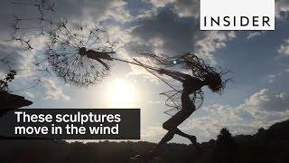 These giant fairy sculptures move with the wind.