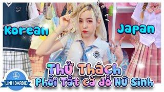 Thử Thách Phối Tất Cả Đồ Phong Cách Nữ Sinh I Linh Barbie Vlog