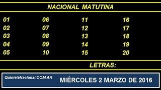 Quiniela Nacional Matutina Miercoles 2 de Marzo de 2016