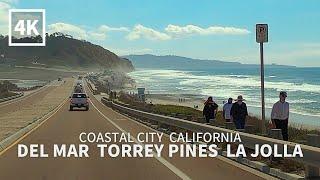 [4K] Driving Del Mar to Torrey Pines to La Jolla - Coastal City, Camino Del Mar, California