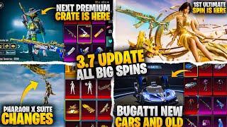 Next Premium Crate And Pharaoh X Suite Changes | 1st Ultimate Spin Akm | Bugatti New Cars | Pubgm