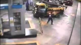 Brutal gas station crash