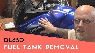 DL650 Vstrom fuel tank removal.