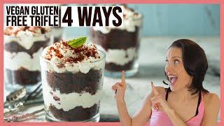 Trifle Gluten Free Vegan Dairy Free with a Sugar Free No Egg Vegan MOUSSE 4 WAYS!!!!!!!