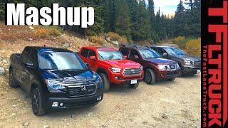 Toyota Tacoma vs Honda Ridgeline vs GMC Canyon vs Nissan Frontier Mega Mashup Review