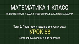 Математика 1 класс. Урок 58. Составление задачи в два действия (2012)