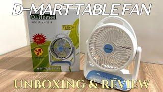 D-Mart Mini Rechargeable Table Fan - Unboxing & Review