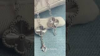 Custom Made Van Cleef Arpels Vintage Alhambra Guilloche Bracelet 18K White Gold For Women