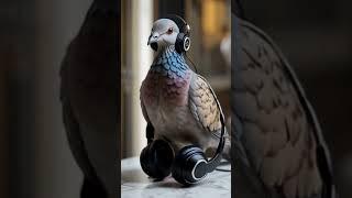 Dove With Headphones #ai #shorts #rockdove #Cool #bird #dove #vibes