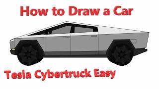 How to Draw Car Tesla Cybertruck Easy - [2022]