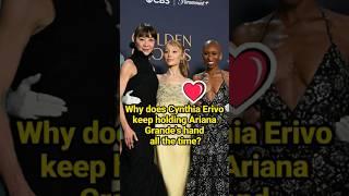 Why does Cynthia Erivo keep holding Ariana Grande's hand all the time?  #celebrity #CynthiaErivo