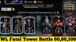 White Lotus Tower Bosses Battle 100 & 60 80 Fight + Rewards MK Mobile