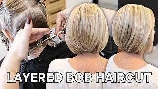 Short Layered Bob Haircut Tutorial | How to Cut Short Hair with Easy Cutting Techniques