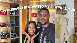 Workspace Makeover| My Husband Renovated My sewing Studio| See before and After!