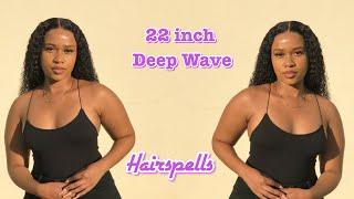 22 inch DEEP CURLY LACE FRONT WIG INSTALL ft. HAIRSPELLS | ONA OLIPHANT