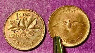 Canada 1 Cent Coin 1966 1967 - Canadian Maple Leaf Penny And Confederation Penny