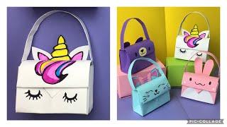 Origami Handbag/How to make a Mini Handbag as a Unicorn, Cat, Bear and Bunny    اوريغامي حقيبة