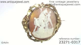 Vintage antique cameo brooch in gold mounting "The Farnese Bull". (Adin Nº 23271-0317)