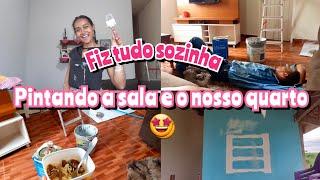 Fizemos uma reforma na sala e no nosso quarto - fiz tudo sozinha  - pintamos de branco gelo!