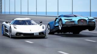 10,000 HP!!! Bugatti Tourbillion vs Koenigsegg Jesko Absolut | DRAG & TRACK RACE