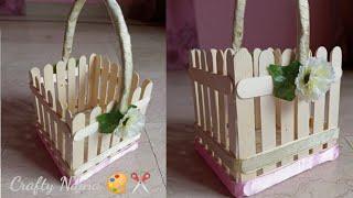 diy popsicle stick craft | easy basket craft | how to make basket from ice cream sticks ️