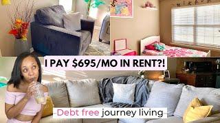 I PAY $695/MO IN RENT?! My debt free journey living! Small apartment tour | Frugal living