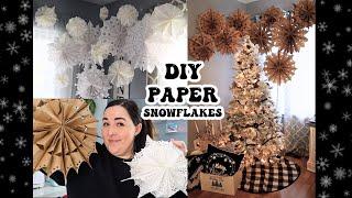 DIY Paper Snowflakes Tutorial with Kraft Paper Bags + Paper Doilies