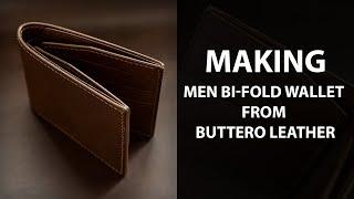 Making men Bi-fold wallet from Buttero leather. Leathercraft