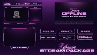 FREE DOWNLOAD | RETROWAVE STREAM PACKAGE | TWITCH OVERLAY TEMPLATE | FadiFX | 2020