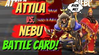 Attila vs. Nebu - RALLY COMMANDER BATTLE CARD - Rise of Kingdoms