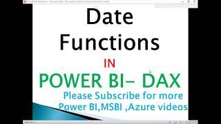 Power BI Tutorials | Date Functions in Power BI | DAX Date functions