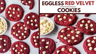 EGGLESS RED VELVET COOKIES | Easy Red Velvet Cookies Recipe Without Eggs | Bake With Shivesh