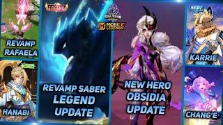 REVAMP SABER LEGEND UPDATE, HERO OBSIDIA, HANABI & KARRIE SKIN, REVAMP RAFAELA - MLBB UPCOMING SKIN